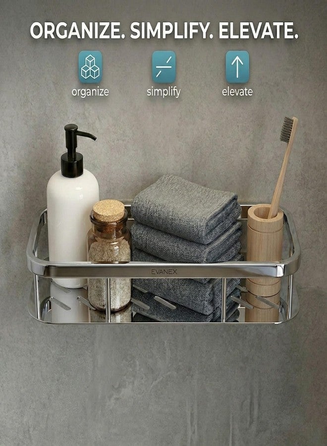 EVANEX Bathroom Storage Shelf | 12x5 Inch 304 Stainless Steel Bathroom Organizer Storage Shelves | Wall Mount Shelf | Wall Organiser Accessories Set - Image 5